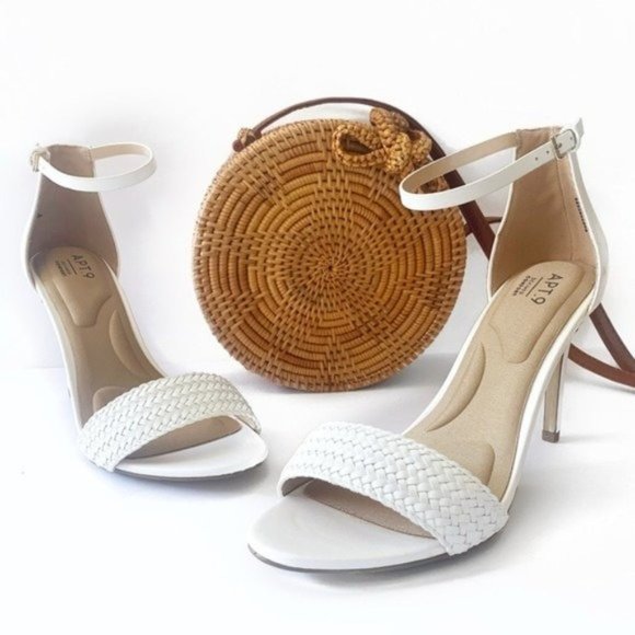 Apt. 9 Shoes - White braided band heels sandals Size 10